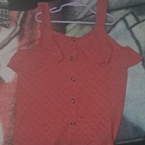 Wallflower Coral Button-Down Tank Top